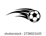 Flying Soccer Ball with Dynamic Speed Trails, Minimalist Football Vector Icon for Sports Branding, Team Logos, and Tournament Graphics