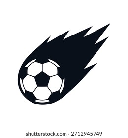 Pelota de fútbol voladora con Ilustración vectorial de sendero de fuego
