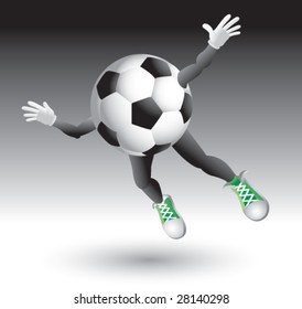 flying soccer ball man