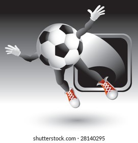 flying soccer ball man icon