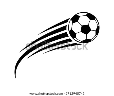 Flying soccer ball with motion trail vector illustration
