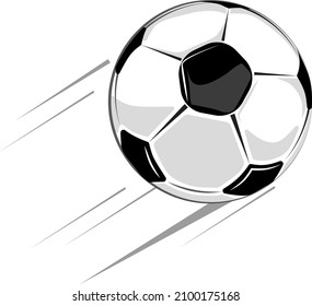 Flying Soccer Ball. Moving Football Symbol With Motion Lines