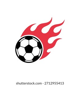 Flying soccer ball with red fire flame vector illustration
