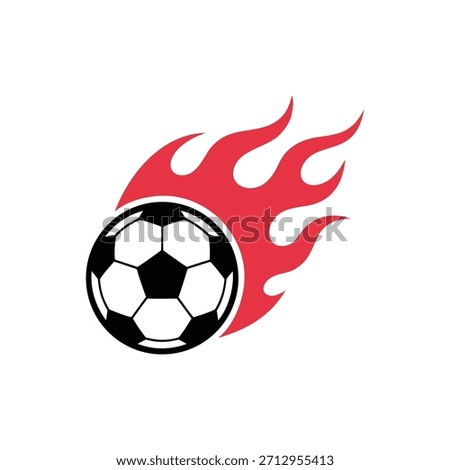 Flying soccer ball with red fire flame vector illustration
