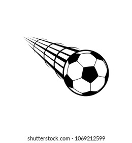 Flying soccer ball. Vector icon