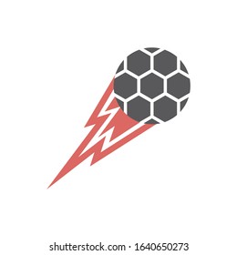 Flying soccer ball. Vector signs for web graphics