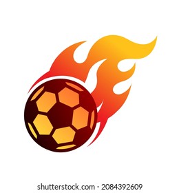 Flying Soccer Football with Fire logo vector icon Comet Flame Tail Illustration clipart 