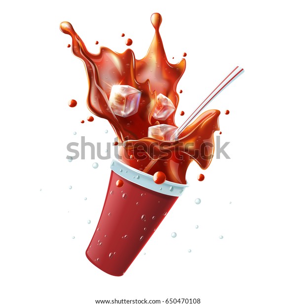 Download Flying Soda Plastic Cup Splash Ice Stock Vector Royalty Free 650470108 Yellowimages Mockups
