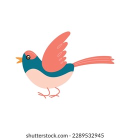 Flying songbird design over white