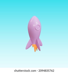 Flying space rocket. Rocket 3d icon. Realistic creative conceptual symbols. Logo ship. Vector illustration.