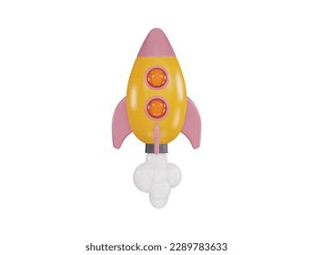 flying space rocket icon 3d rendering vector illustration