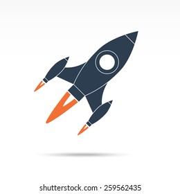 Flying space rocket icon. Vector illustration