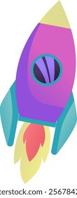 Flying Space Rocket Ship Vector Illustration