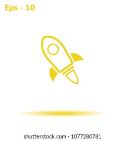 Flying space rocket, vector icon.