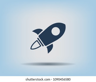 Flying space rocket, vector icon.