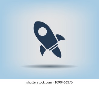 Flying space rocket, vector icon.