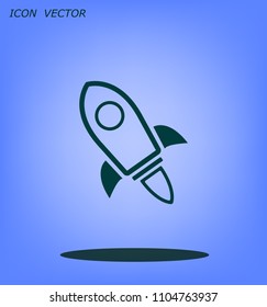 Flying space rocket, vector icon.