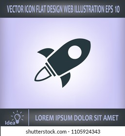 Flying space rocket, vector icon.