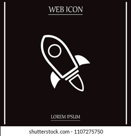 Flying space rocket, vector icon.