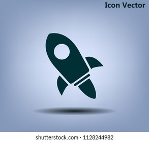 Flying space rocket, vector icon.