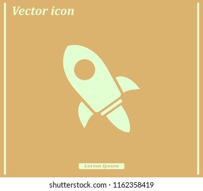 Flying space rocket, vector icon.