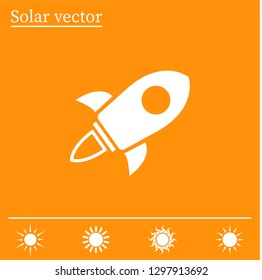 Flying space rocket, vector icon.
