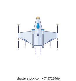 Flying a spaceship in outer space. Vector illustrations