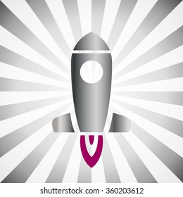 flying spaceship vector icon on a striped background