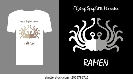 Flying Spaghetti Monster. Simple symbol for t-shirts, tatoo, cards and other designs. Cultural Internet phenomen.