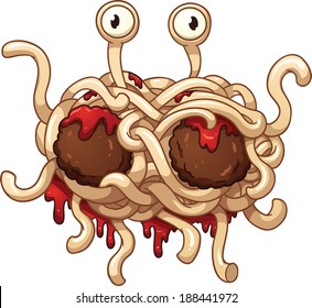 Flying spaghetti monster. Vector clip art illustration with simple gradients. All in a single layer.