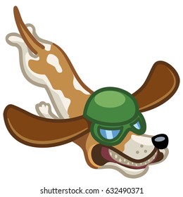 Flying Spaniel Dog Vector Illustration