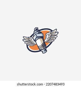 Flying Sparkplug mascot logo design