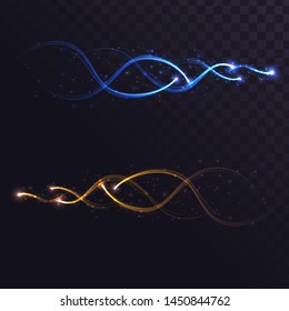 Flying sparks, glowing spirals, light elements