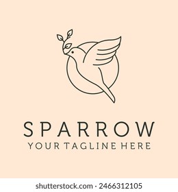 flying sparrow  line art logo vector symbol illustration design