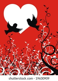 flying sparrows on plant background