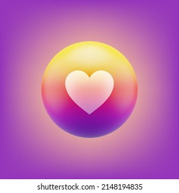 Flying sphere with social media icon. Heart pictogram. Vector illustration