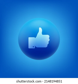 Flying sphere with social media icon. Thumb up, pictogram. Vector illustration