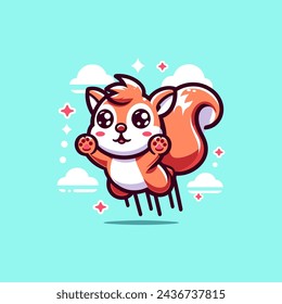 Flying Squirel Cute Mascot Logo Ilustración Chibi Kawaii es impresionante logo, mascota o ilustración para su producto, empresa o negocio