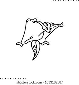 flying squirrel, gliding vector icon in outline