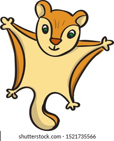 Flying squirrel, illustration, vector on white background.