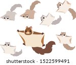 Flying squirrels illustration set (Japanese giant flying squirrel, Japanese lesser flying squirrel, Russian flying squirrel)