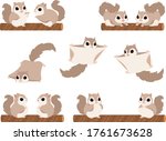 Flying squirrels illustration set (on a log, flying)