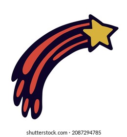 Flying star celestial body, planet for children's book or textbook cute round in space
