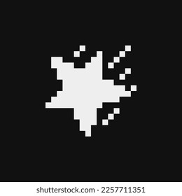 Flying star emoji. Star pixel art style icon. 1-bit. Isolated vector illustration design for stickers, logo shop, tattoo, web, prints, embroidery, mobile app. 