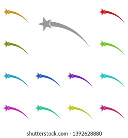 Flying star fireworks multi color icon. Simple glyph, flat vector of Christmas joy icons for UI and UX, website or mobile application