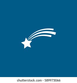 Flying Star Flat Icon On Blue Background