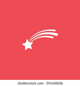 Flying Star Flat Icon On Red Background
