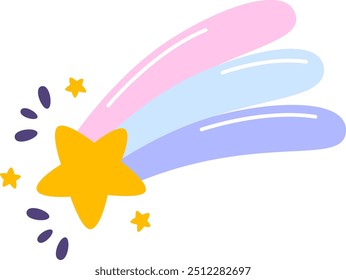 Flying Star Hand Drawn Vector Illustration