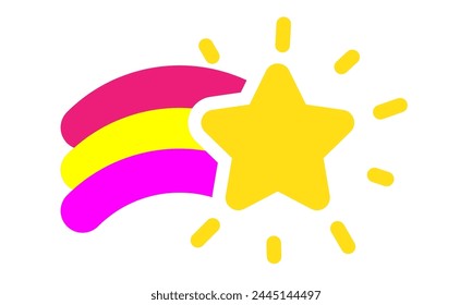 Flying star icon.Feedback, review, evaluation customer. Premium quality. Gold, Yellow rating star. Vector illustration