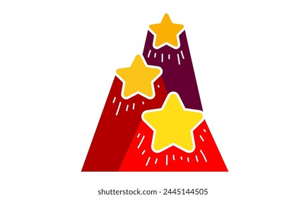 Flying star icon.Feedback, review, evaluation customer. Premium quality. Gold, Yellow rating star. Vector illustration